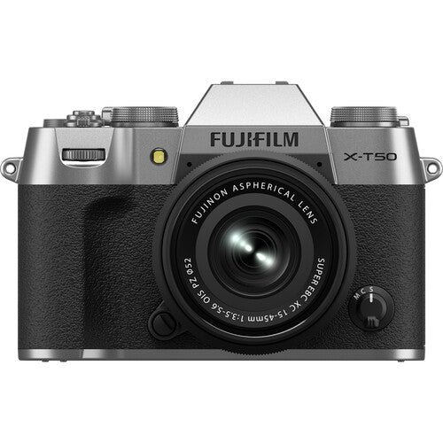 FUJIFILM X-T50 Mirrorless Digital Camera with XC 15-45mm f/3.5-5.6 OIS PZ Lens (Silver)