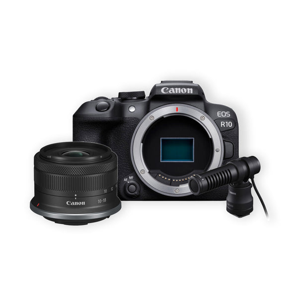 Canon EOS R10 Mirrorless Camera Kit with RF-S 10-18mm f/4.5-6.3 IS STM Lens + Canon DM-E100 Directional Microphone