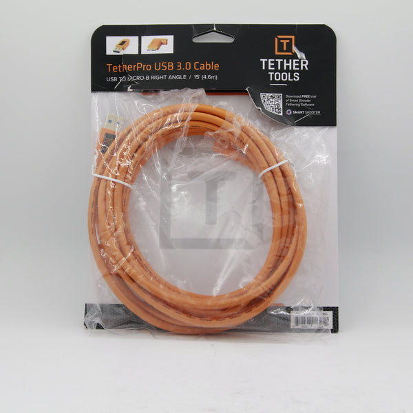 *** OPEN BOX EXCELLENT *** Tether Tools TetherPro USB 3.0 Male Type-A to USB 3.0 Micro-B Cable (15', Orange)