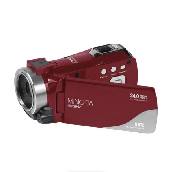 Minolta MN220NV Full HD Night Vision Camcorder with 16x Digital Zoom (Red)